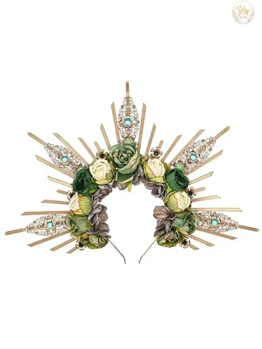 Green Halo Crown Flower Headpiece Women Renaissance Cosplay